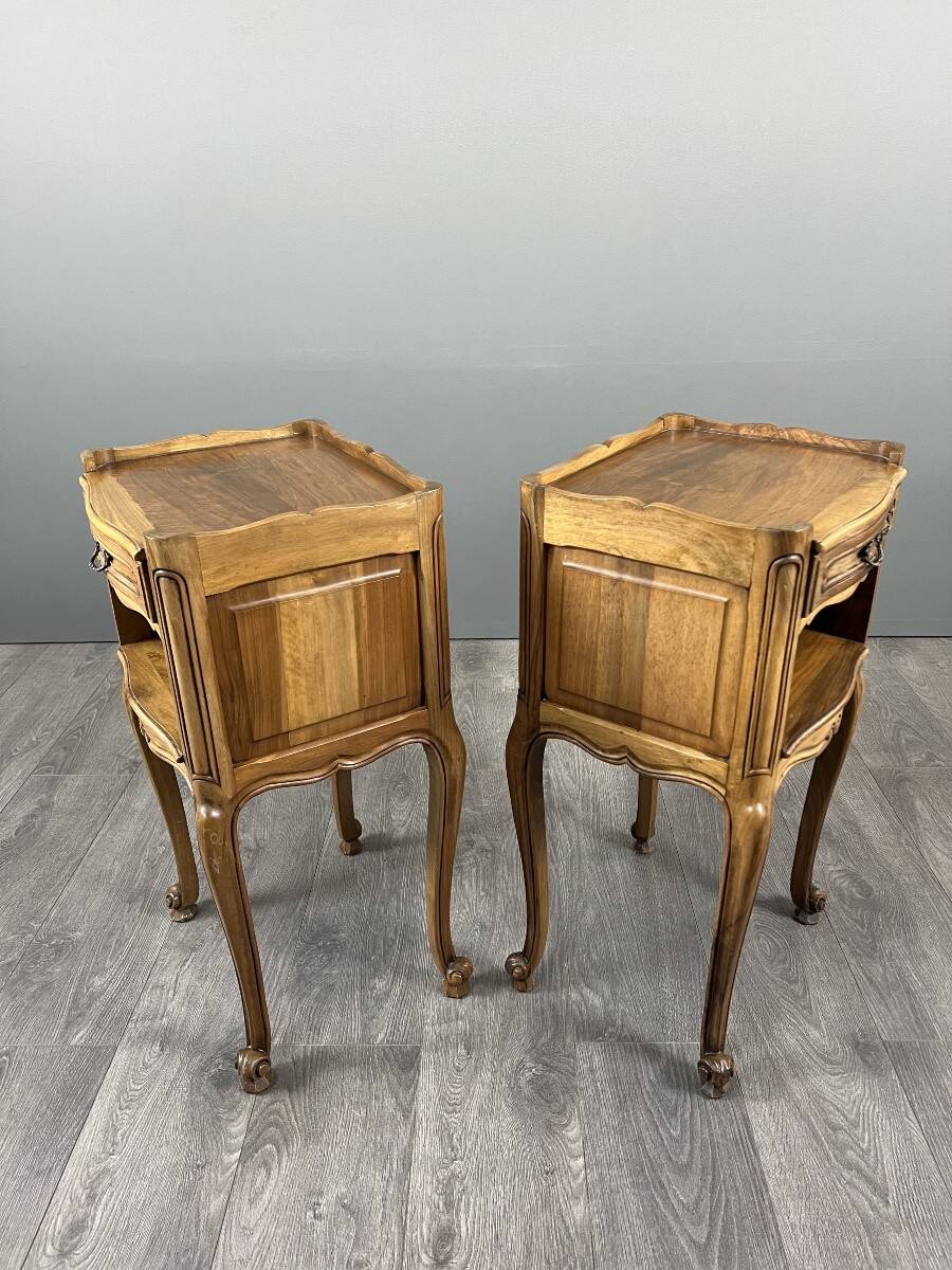 Pair of Louis XV style bedside tables in wood, 20th century
