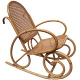 Vintage rocking chair child in rattan, canework
