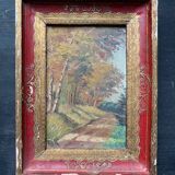 Old impressionist painting, autumn forest, framed, signed, late 19th century