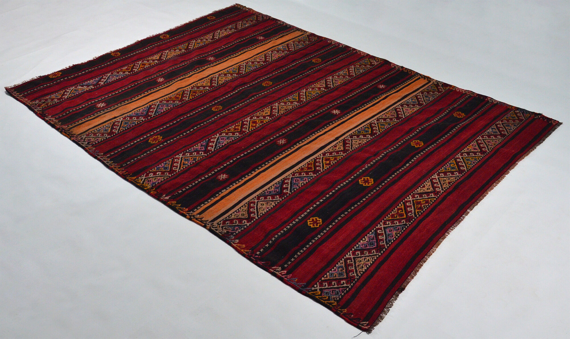 Anatolian handmade kilim rug 252 cm x 184 cm