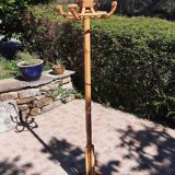 Bamboo and brass coat rack