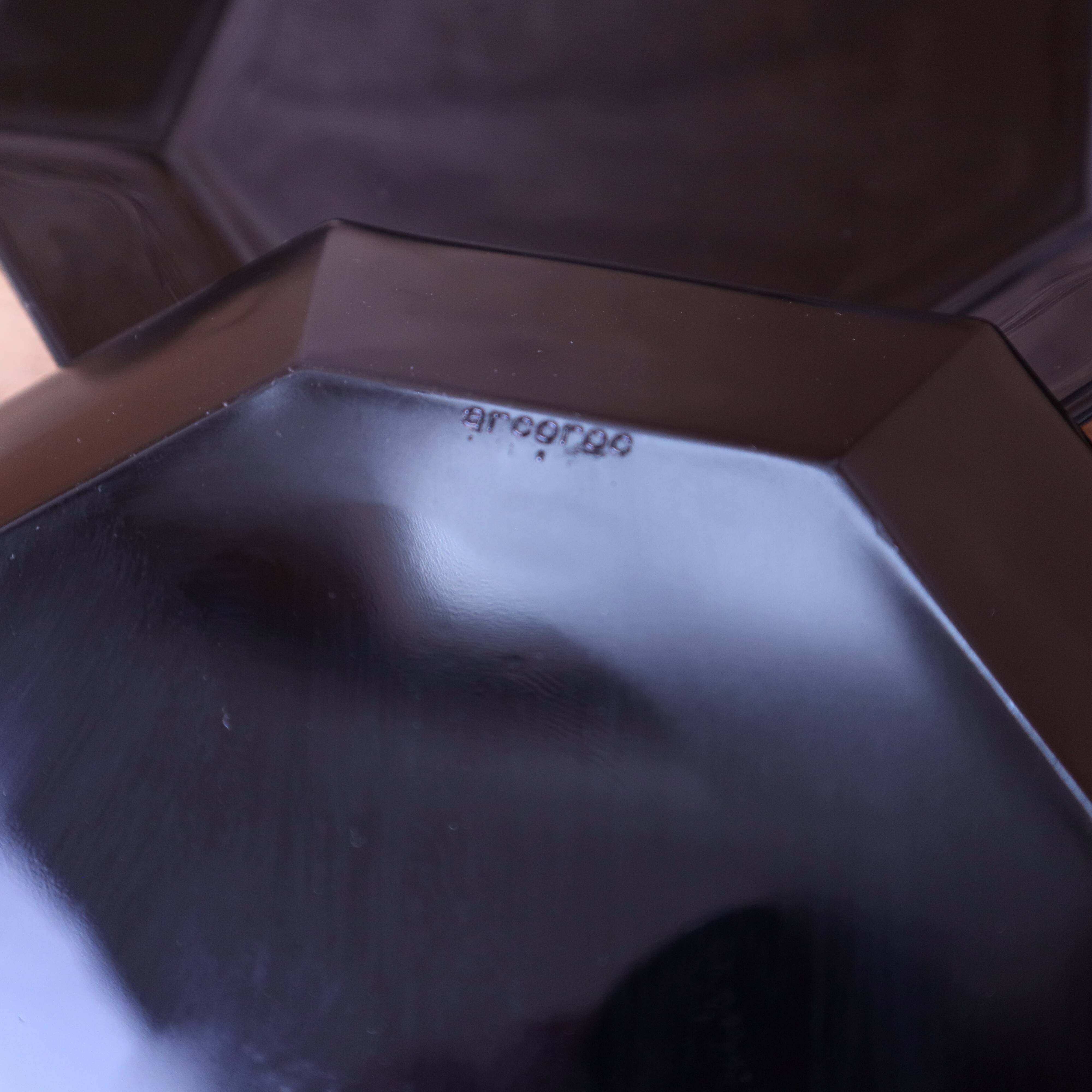 6 black Arcoroc Octime dessert plates, vintage, France