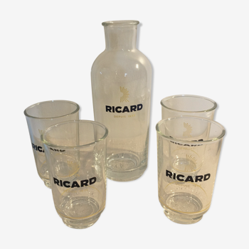 Service Ricard carafe et 4 verres signés Lehanneur