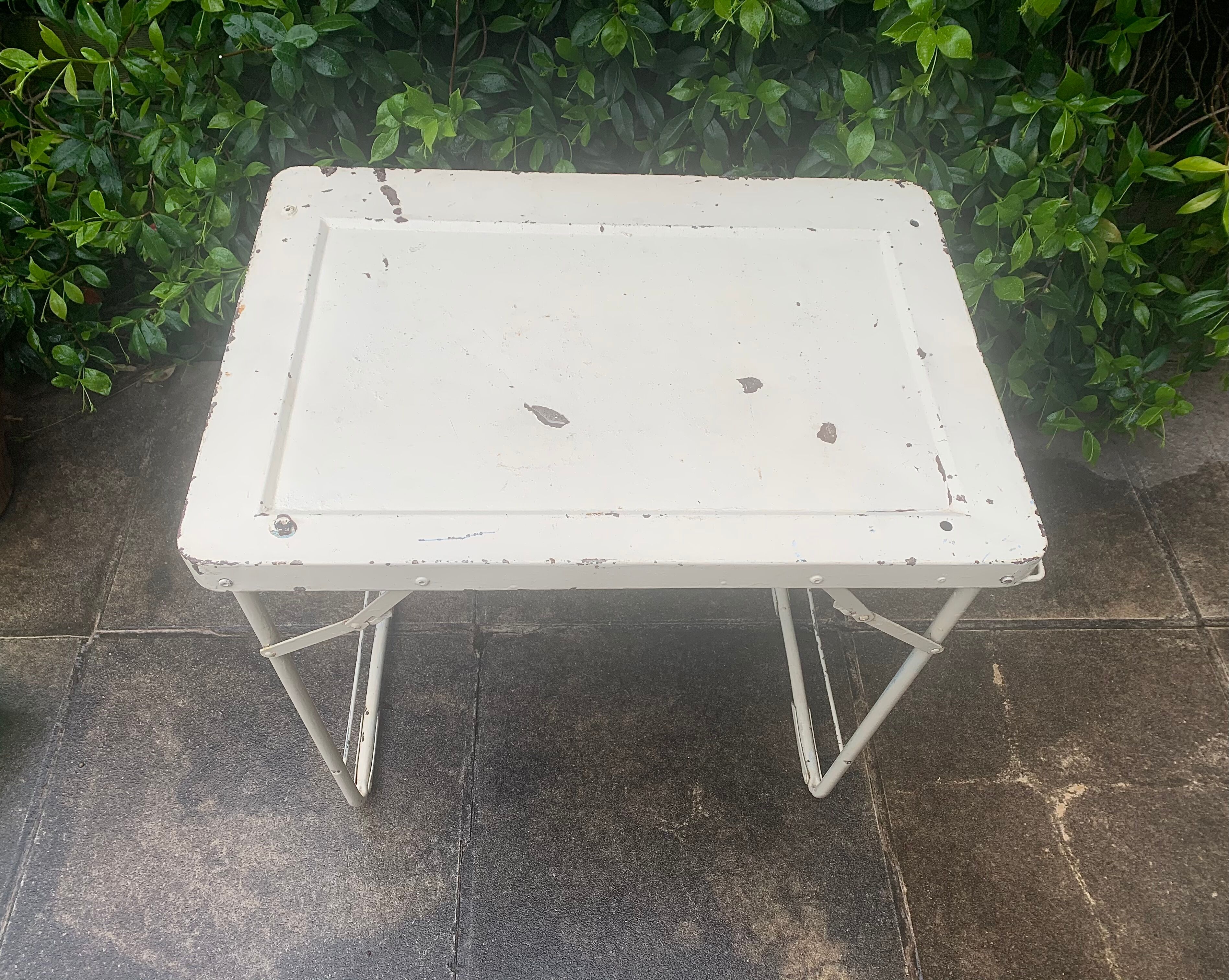 Folding iron side table