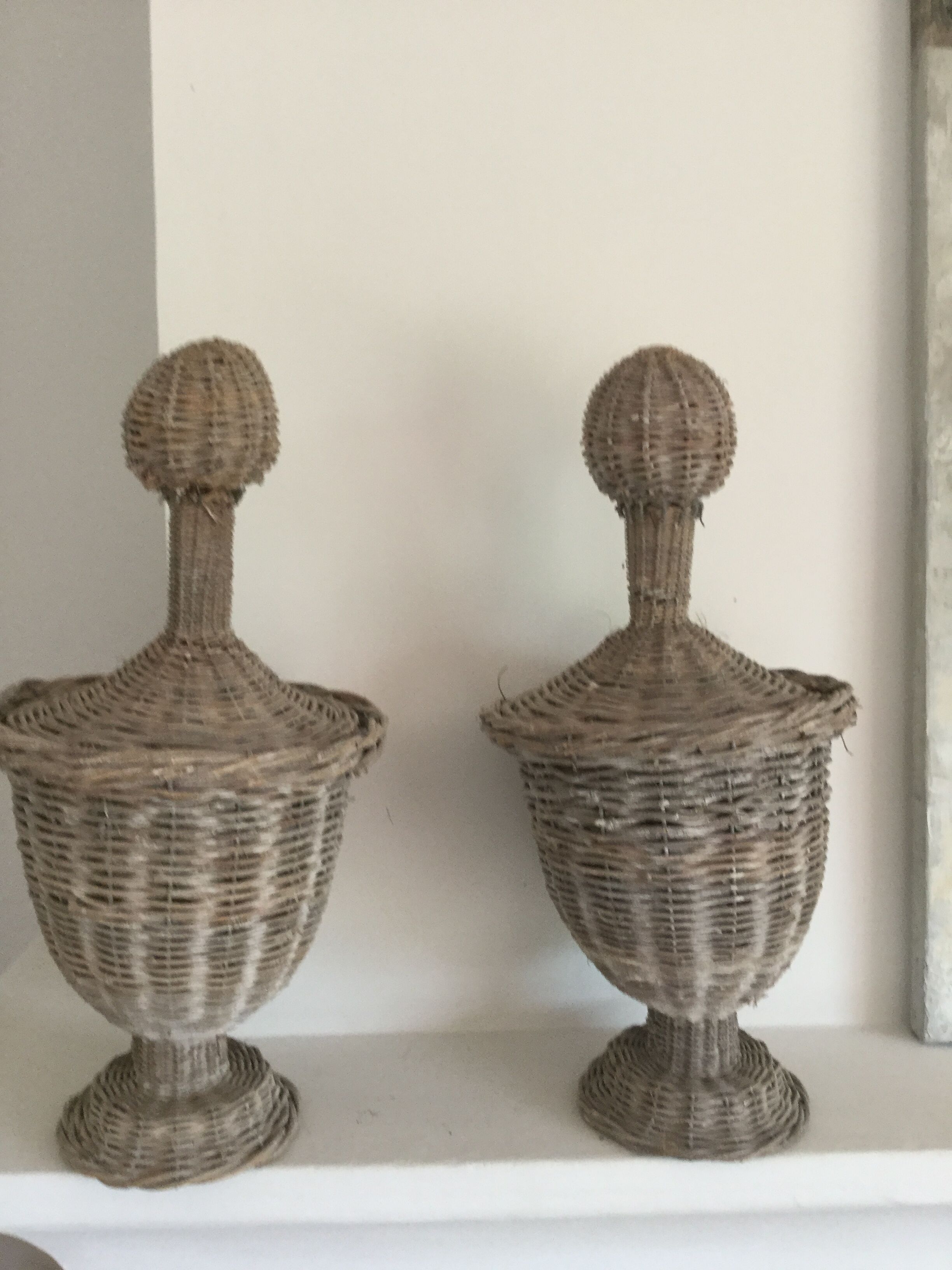 Braided wicker urns