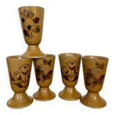 Set of 5 hand-decorated floral mazagrans