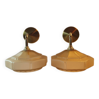Pair of vintage 1940s Art Deco wall lights from France - newly electrified
