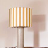 Lampe grès et abat-jour rayures jaunes