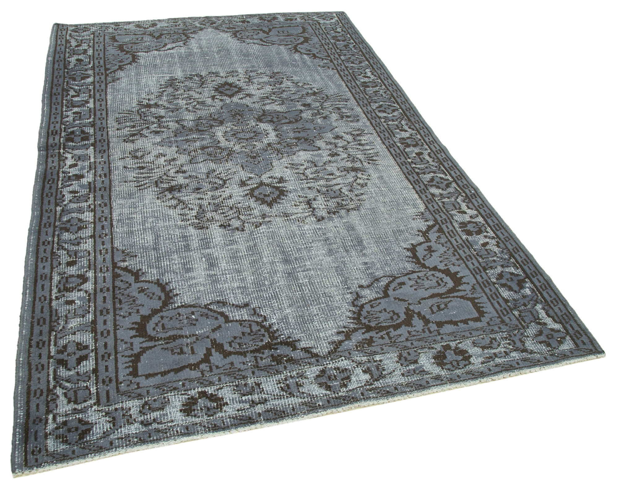 Hand-knotted rustic anatolian 1980s 160 cm x 258 cm grey carpet