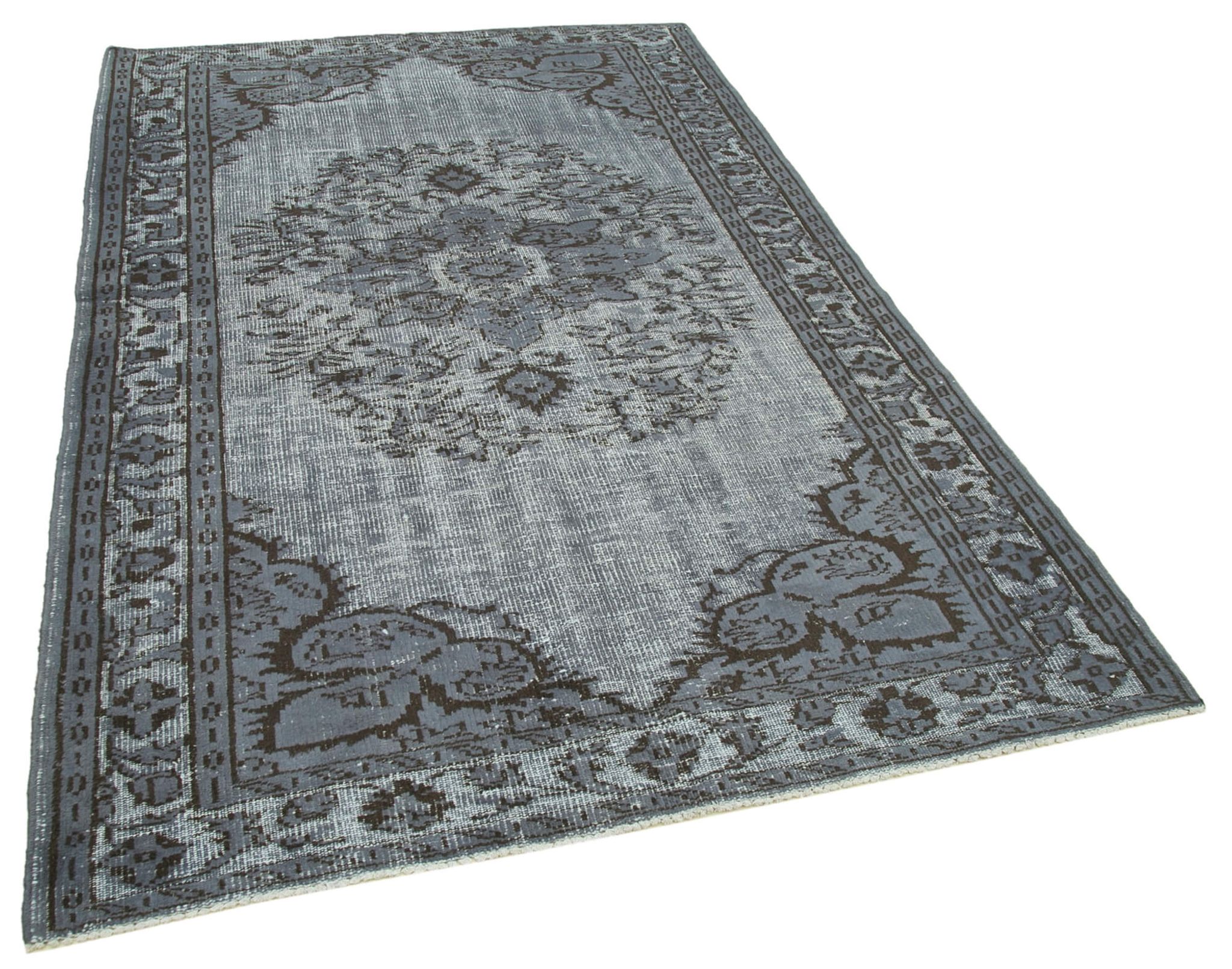 Hand-knotted rustic anatolian 1980s 160 cm x 258 cm grey carpet