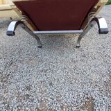 Armchairs and sofa of the 60s/70s in moleskine and chrome base on springs