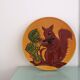 Cheese platter in Vallauris faience, squirrel decoration – 1960s-70s