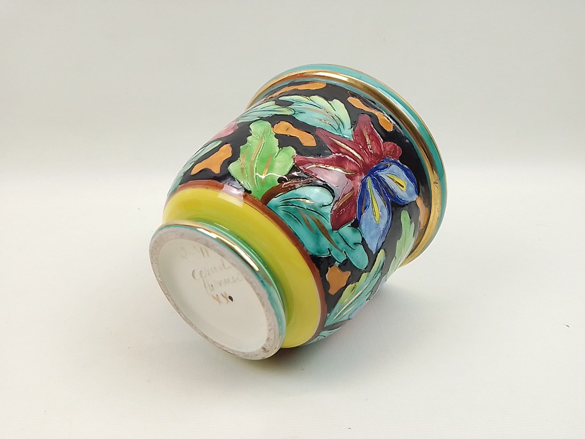 Multicolored ceramic pot cover 11.5cm