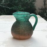 Pichet en pâte de verre orange et vert de Georges DE FEURE