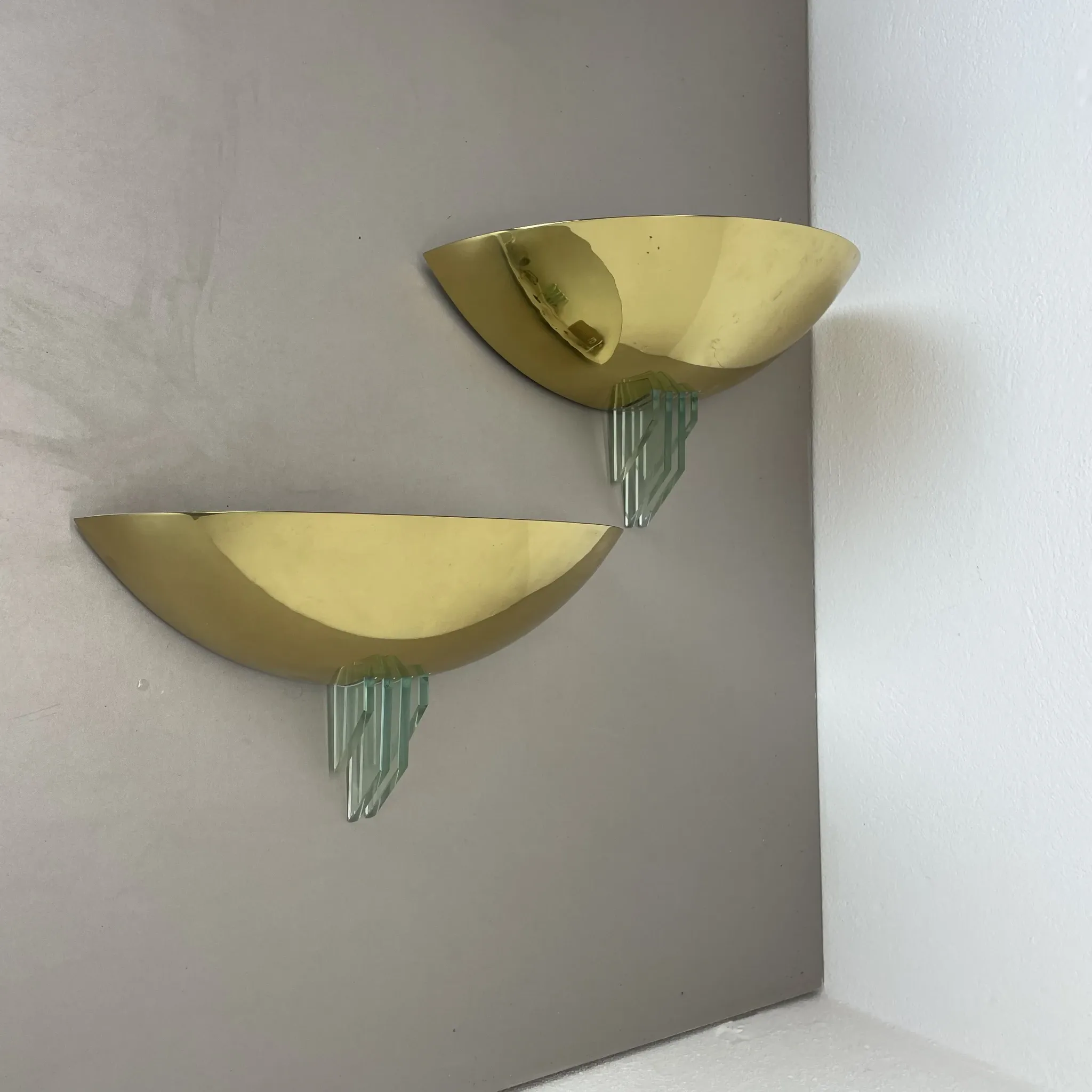 Set of two minimalist wall lights in the style of sciolari from baulmann, germany, 1980s