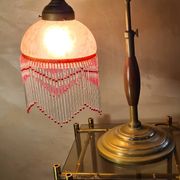 Lampe  1920 bois  et bronze  verre clichy   30x25