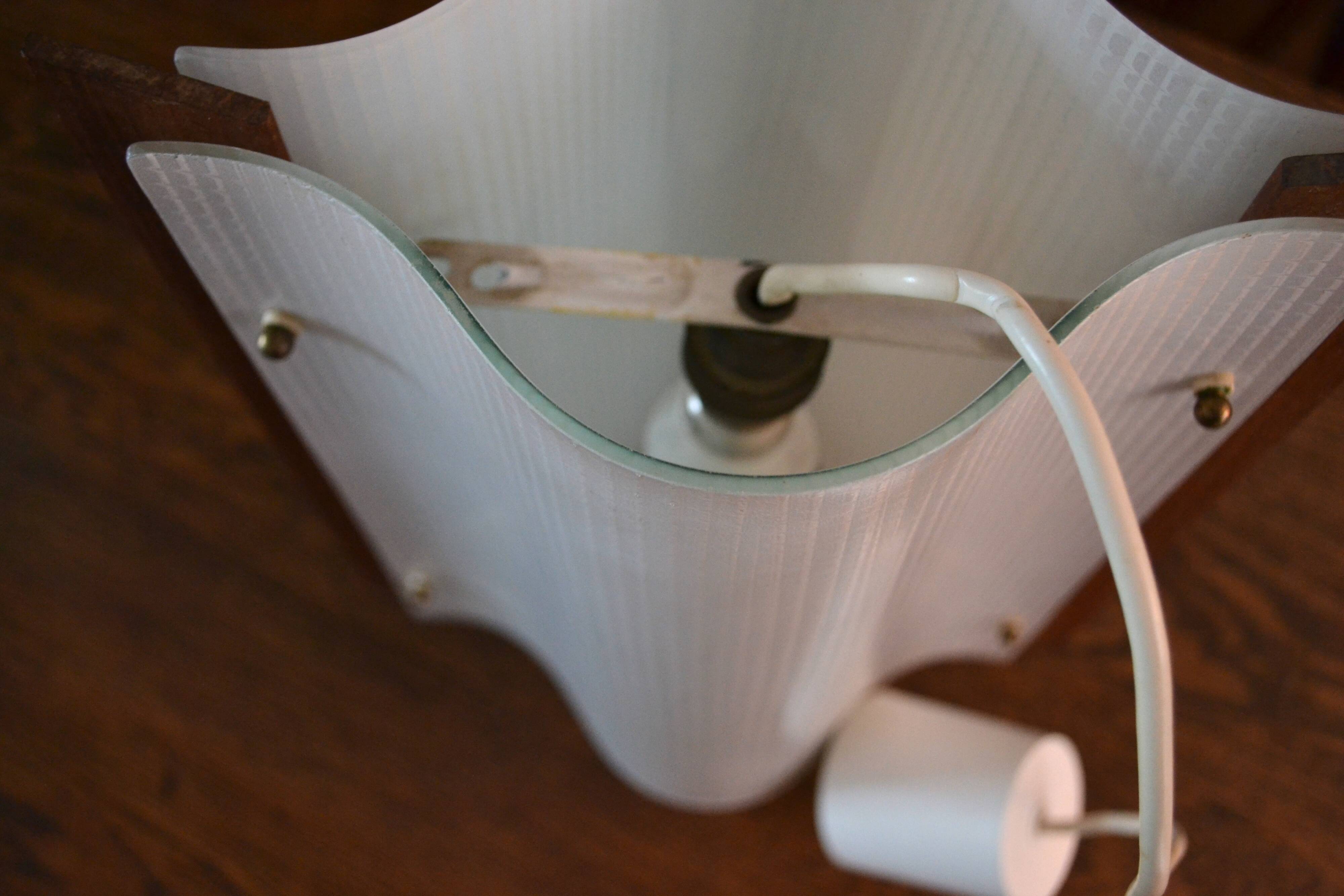 Scandinavian hanging chandelier teak and glass