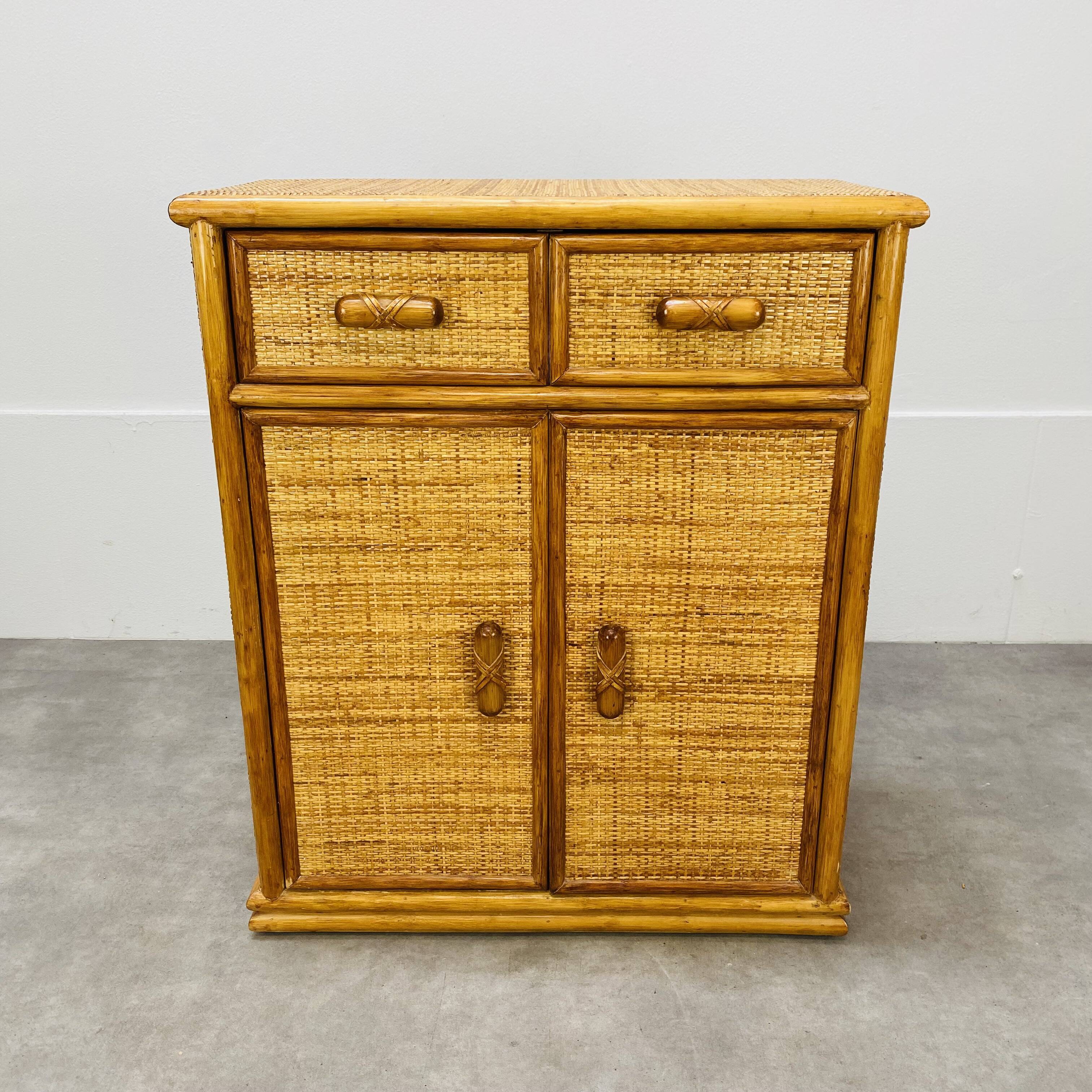 Rattan chest of drawers 60s