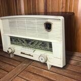 Old radio atlantic bakelite white & bordeaux red vintage #a533