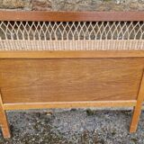 60s rattan bed and bedside set