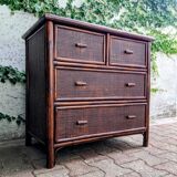 Vintage rattan chest of drawers