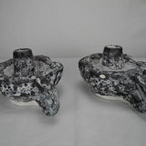 Pair of ceramic candlesticks Vallauris fat lava Keramik