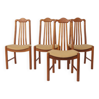 Set of 4 Danish Teak Dining Chairs 1960s, Mid Century Vintage Chairs, Beige