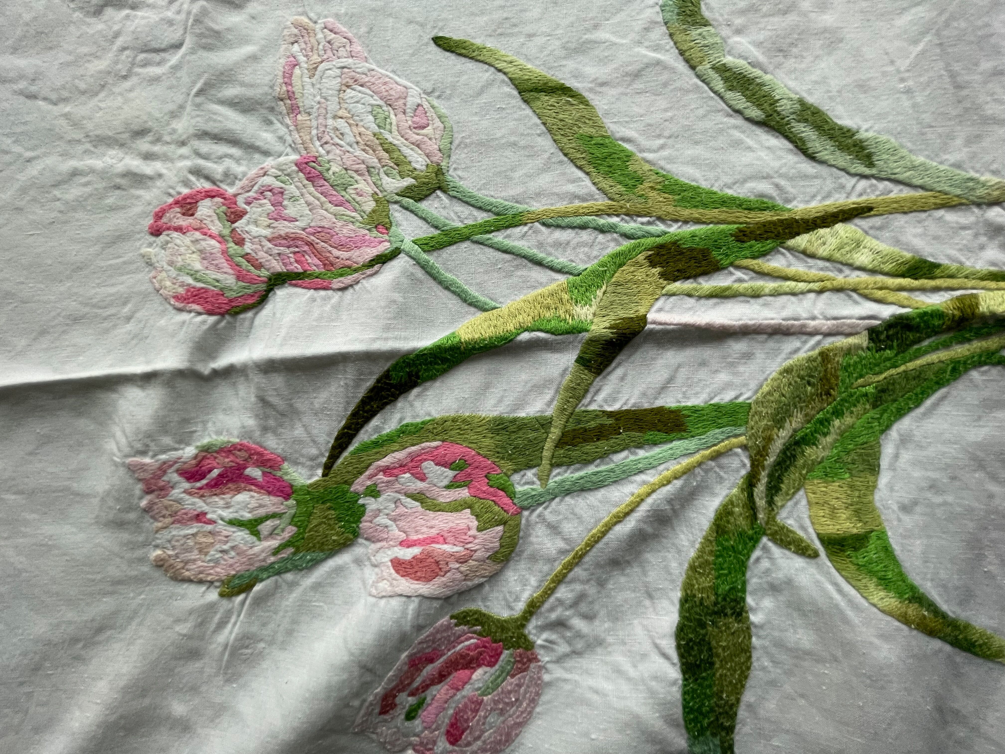 Hand-embroidered vintage tablecloth
