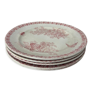 4 assiettes à dessert rose rouge – Luckyfind