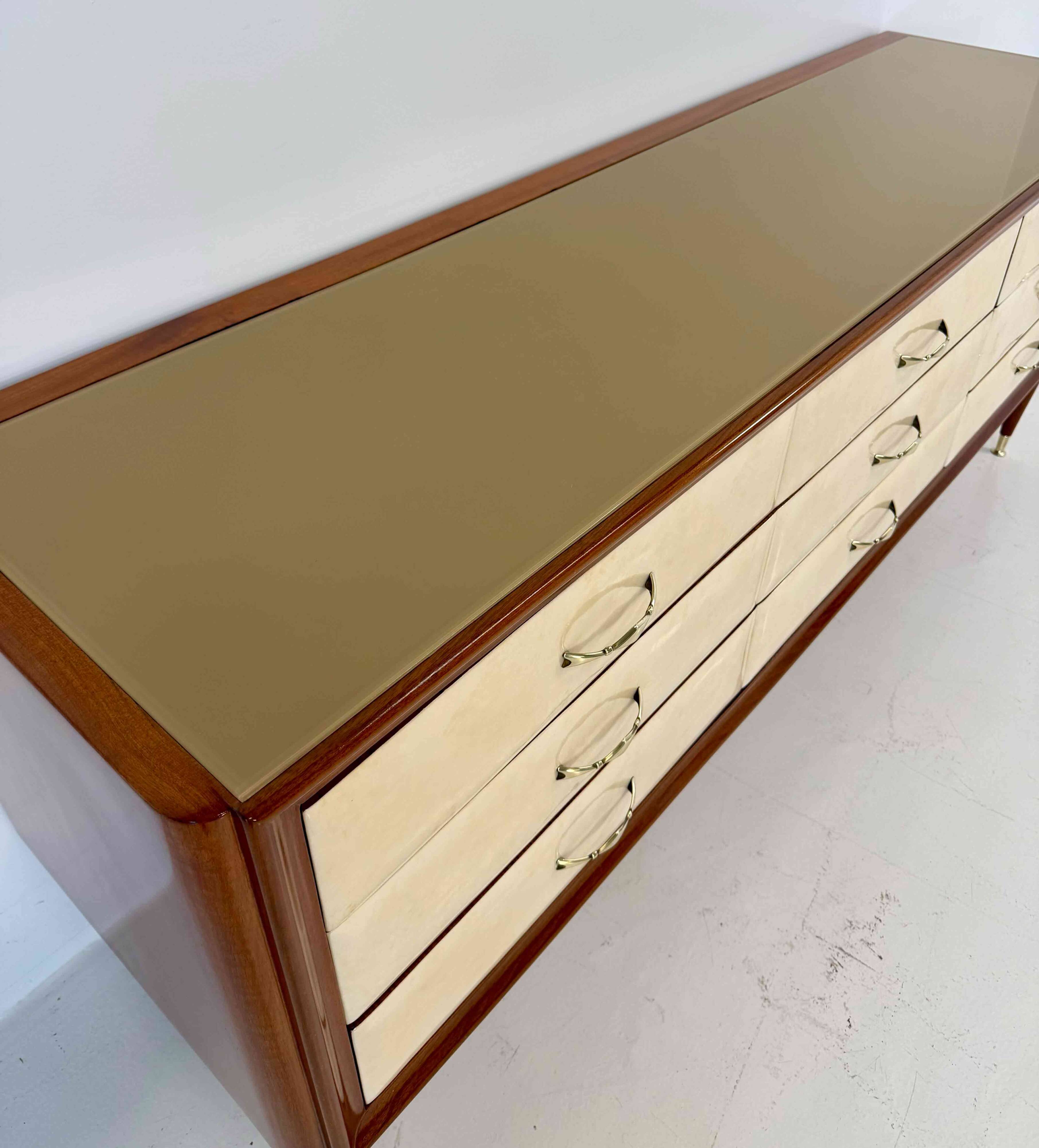 1950s Italian Chest of Drawers in Parchment, Attributed to Paolo Buffa