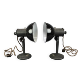 Pair of original adjustable industrial desk lamps from 1955, Czechoslovakia.