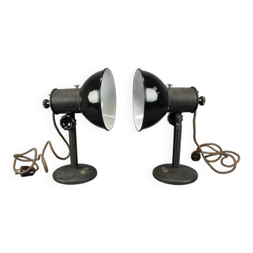 Paire de lampes de bureau industrielles réglables originales de 1955, Tchécoslovaquie