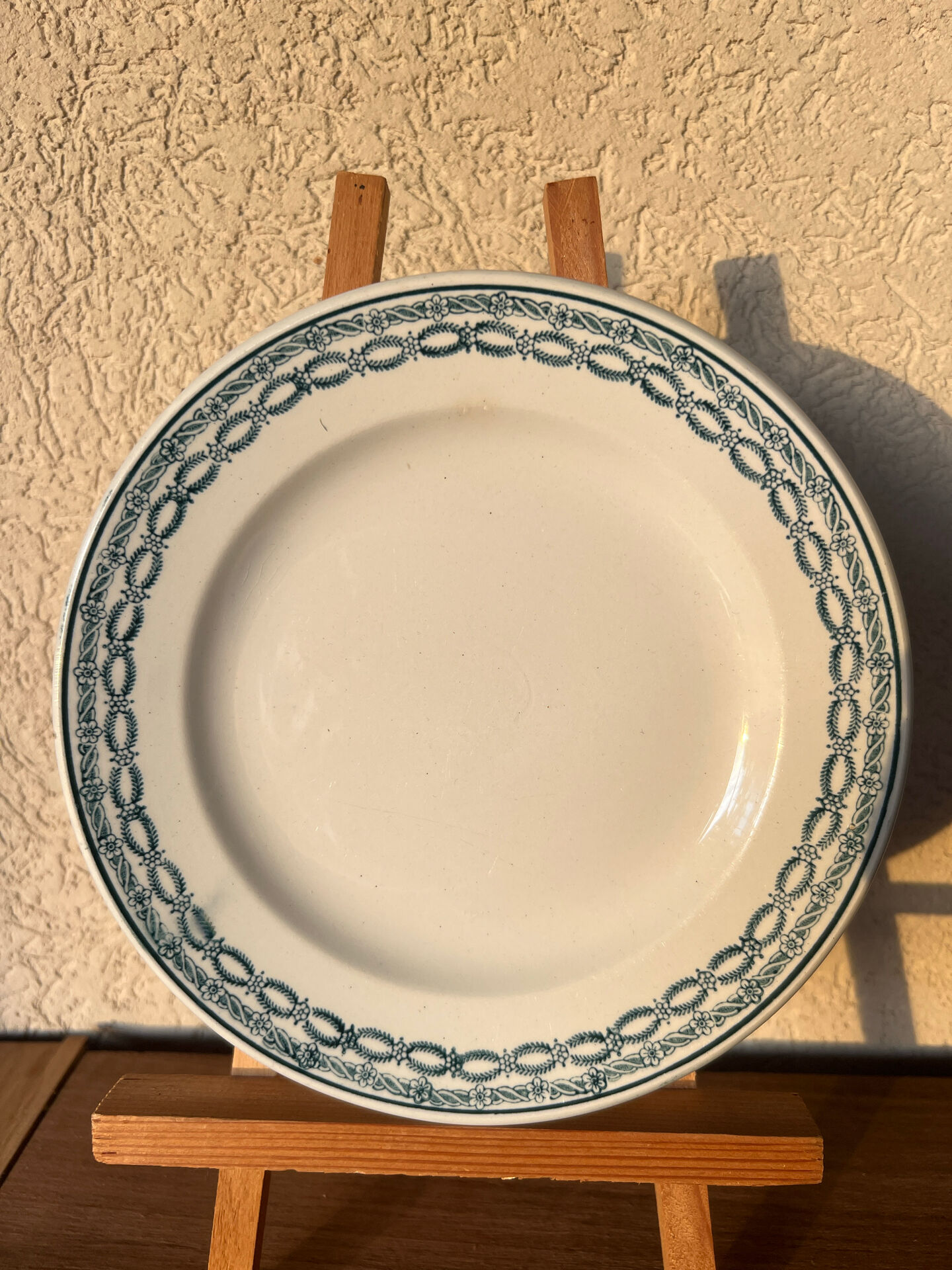 Assiette plate St Amand 4014 décor bleu vert