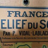 Old cardboard school map of France