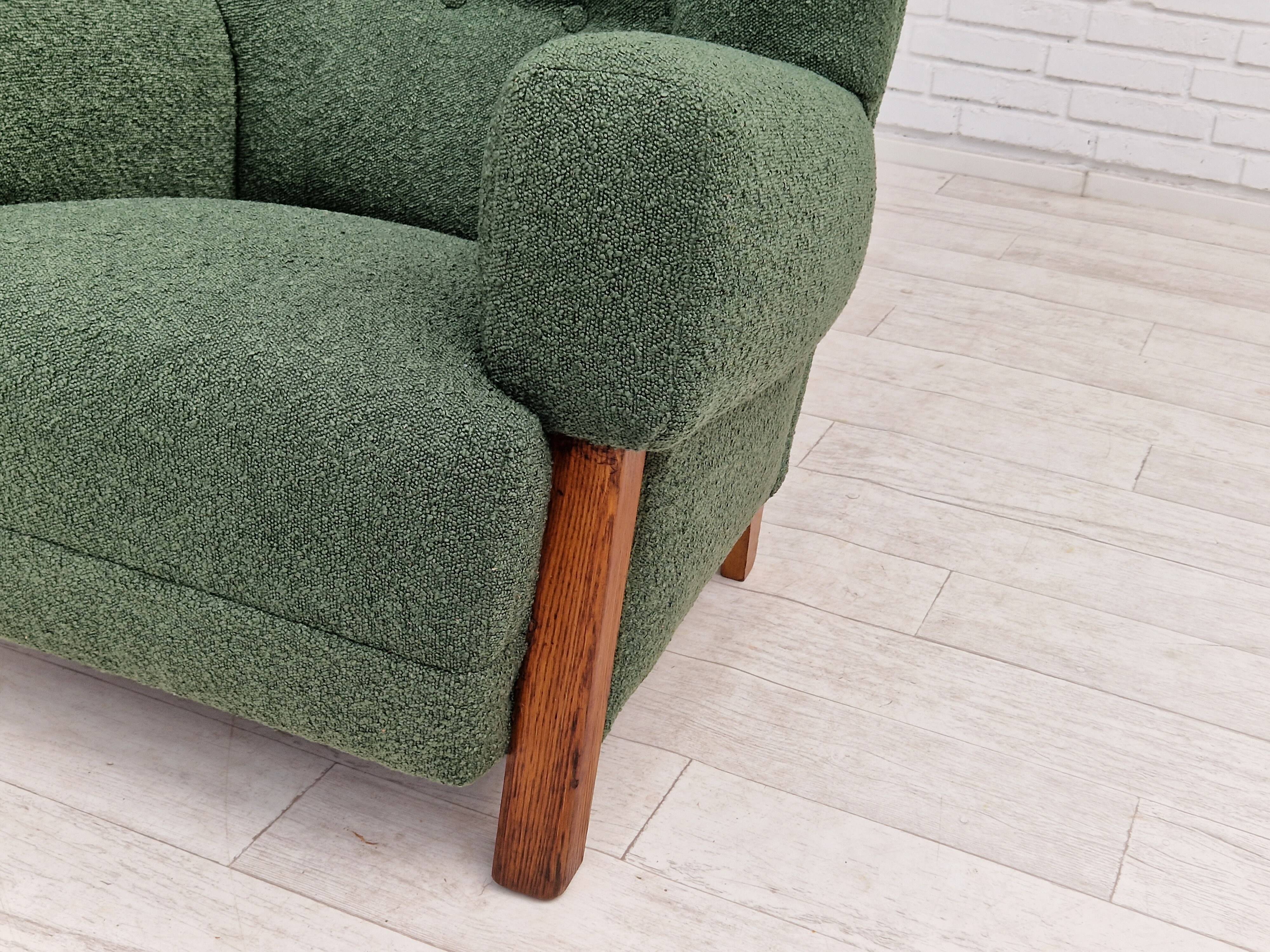 1960s, scandinavian design, restored high-back recliner, oak wood.