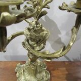 Pair of 3-arm bronze art-nouveau candlesticks