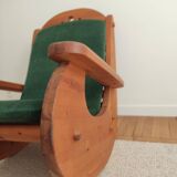 Rocking-chair scandinave bois & velours de mohair
