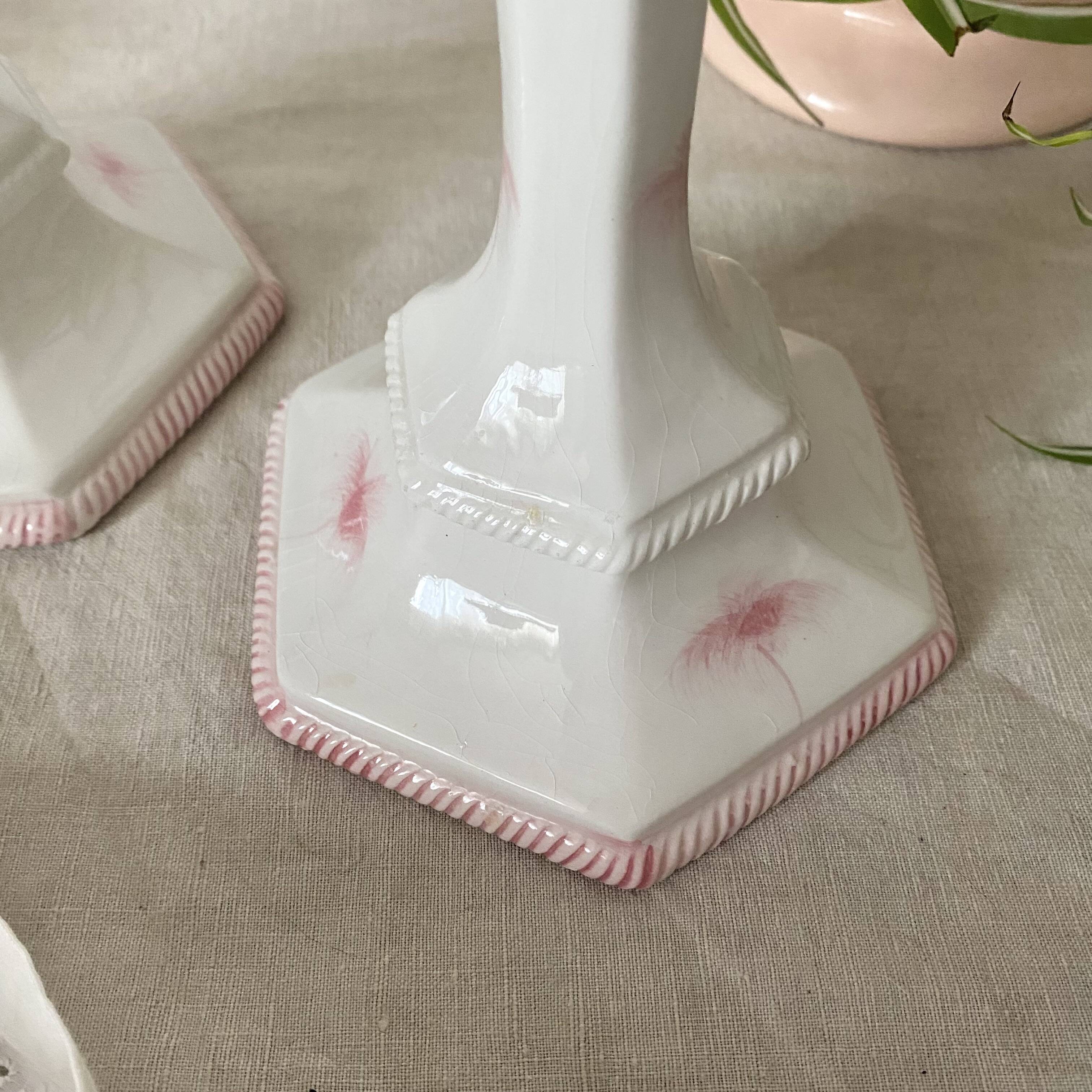 Pair of ceramic candlesticks, Italy