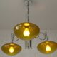 Lustre vintage en chrome, lampe suspendue en verre ambré moderne du milieu du siècle