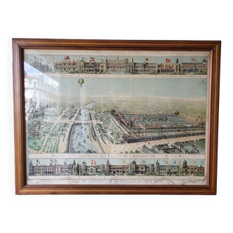 Lithograph Panorama of the palaces of the 1878 Paris Universal Exhibition by JE GOSSENS
