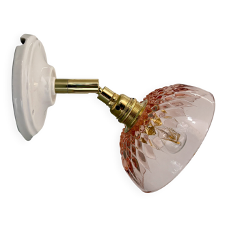 Vintage pink glass lampshade - tableware collection