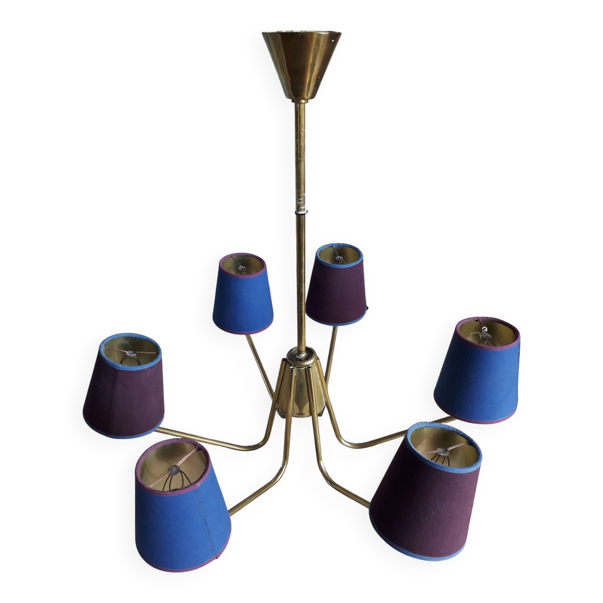 Vintage Scandinavian luminaire with 6 branches