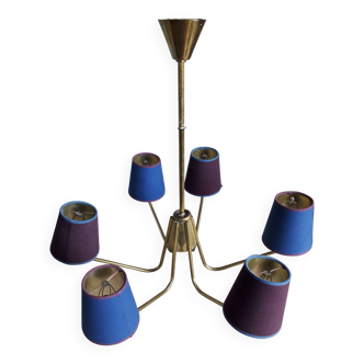 Vintage Scandinavian luminaire with 6 branches