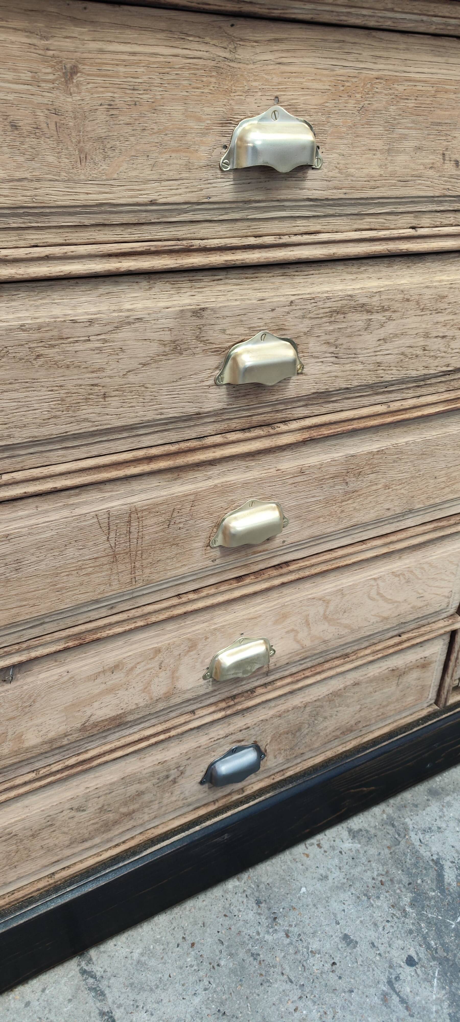 Old oak cabinet with fifteen drawers