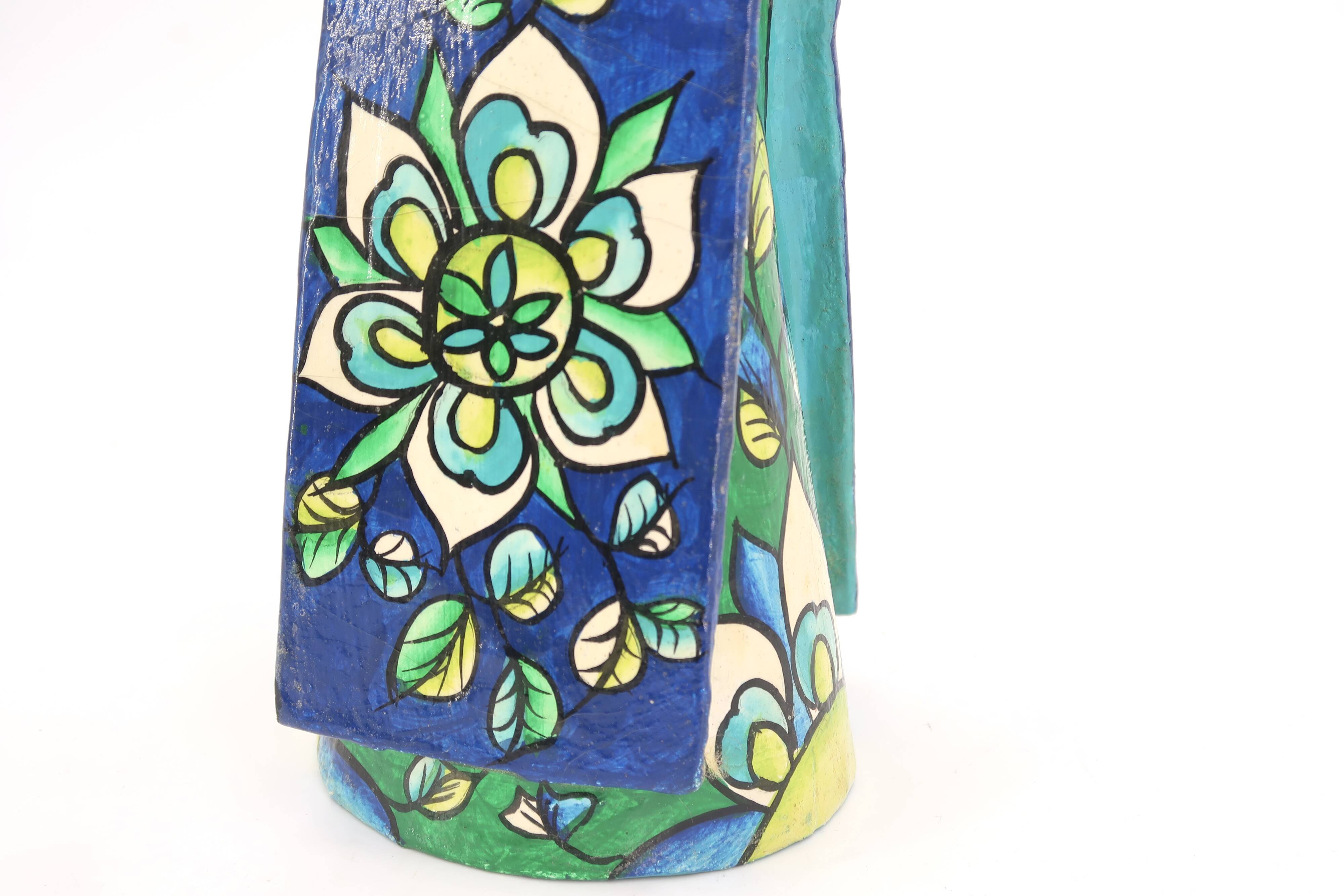 Mexican papier-mâché candle holder by Abelardo Ruiz, 1970s