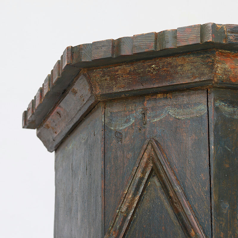 Antique Rustic Farmhouse Folk Art Painted Bridal Cabinet 1882