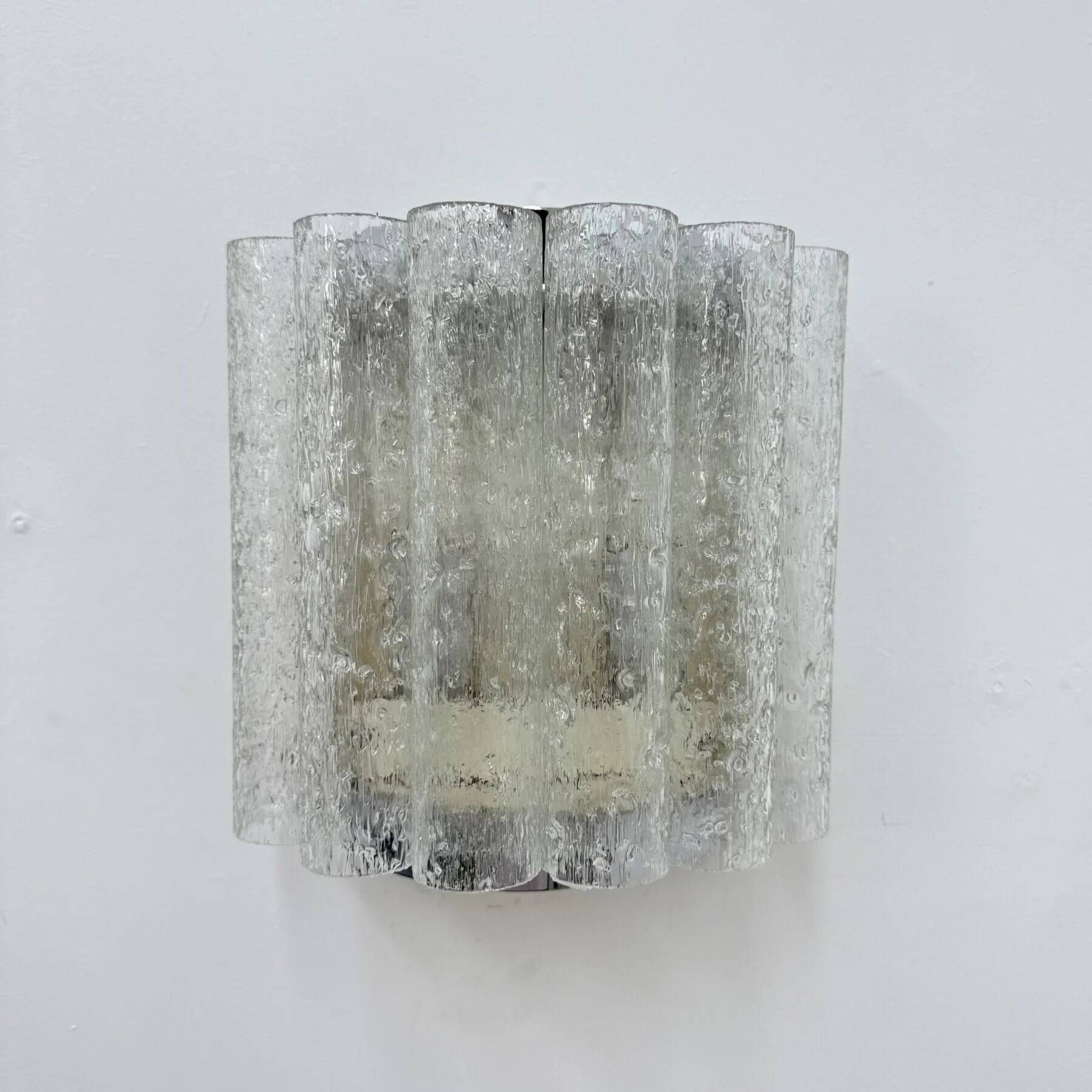 Mid-century glass tube Doria Leuchten wall lamp / sconce, 1970s