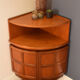 Restored teak retro 1960s nathan squares corner unit on hairpin legs