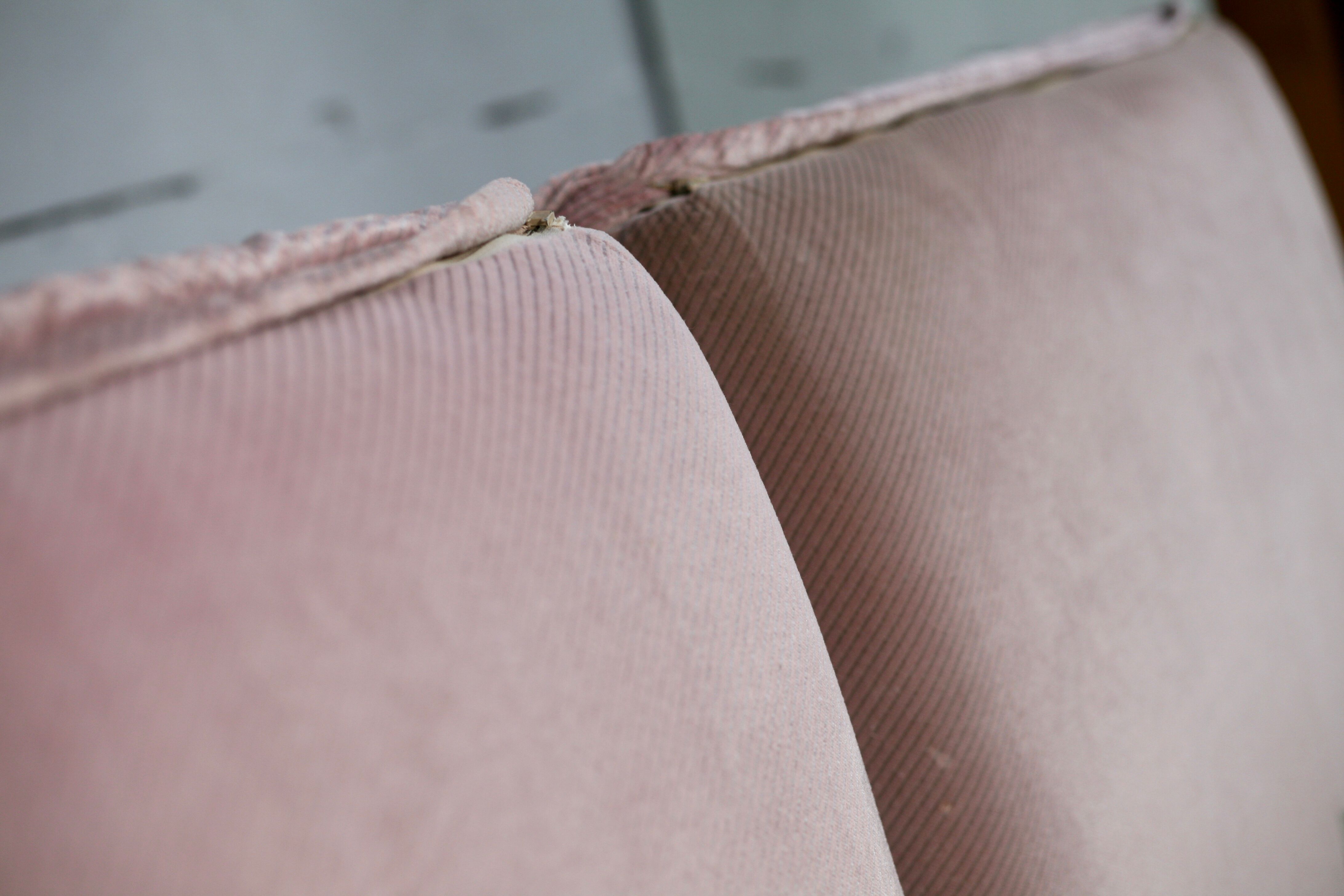 Cinna, pair of armchairs foam and velvet ras pink pale, France, circa 1970