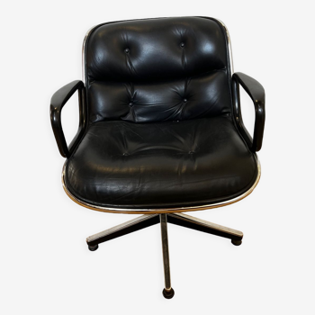 Charles Pollock leather armchair - knoll edition